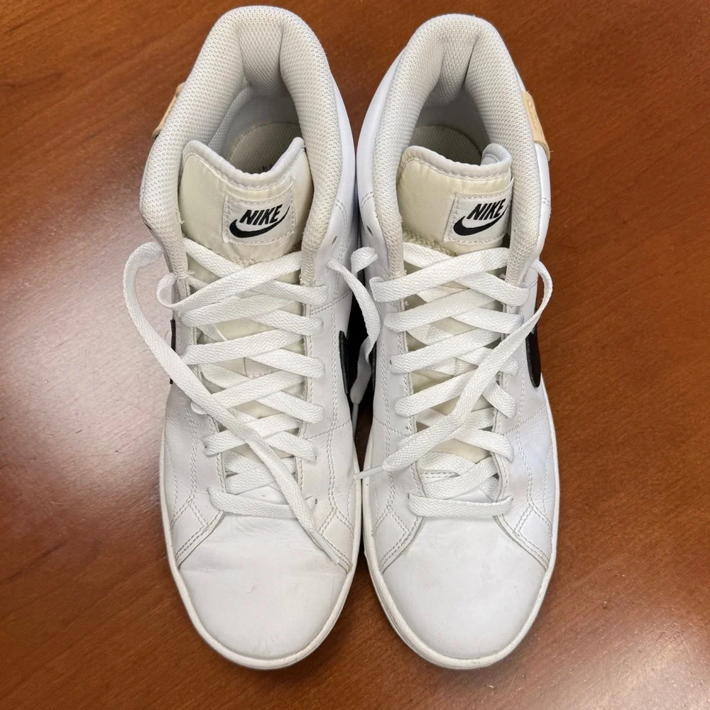 EUC Nike Court Royale 2 Mid White Onyx Leather Shoes, Size 8 Men (9.5-10 Women)